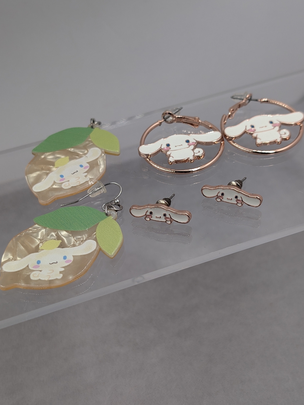 Cinnamoroll 3 Pair Earring bundle Lot Sanrio Lemon Hoops + Studs & Kawaii M343